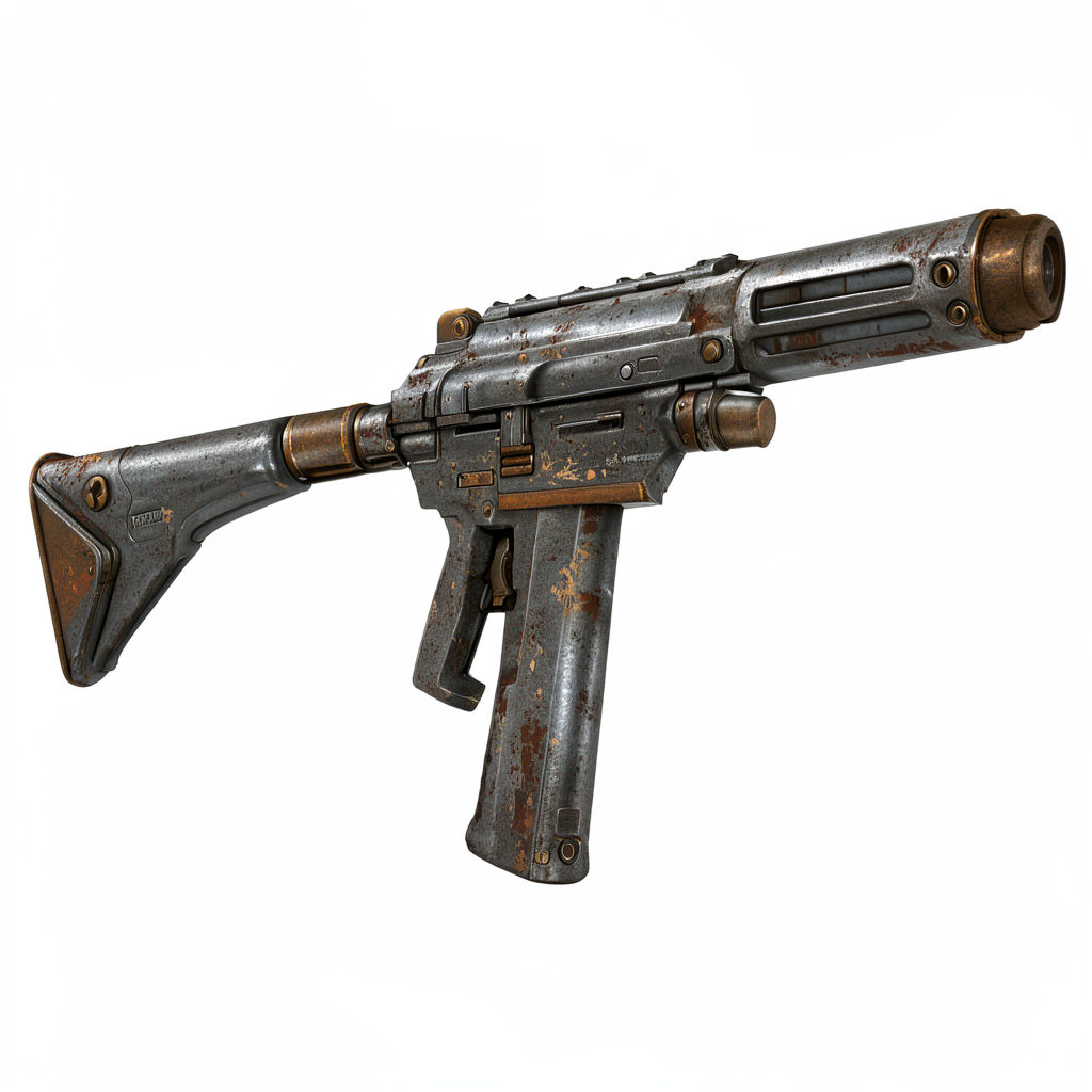 Concept image of a battle-worn sci-fi rifle